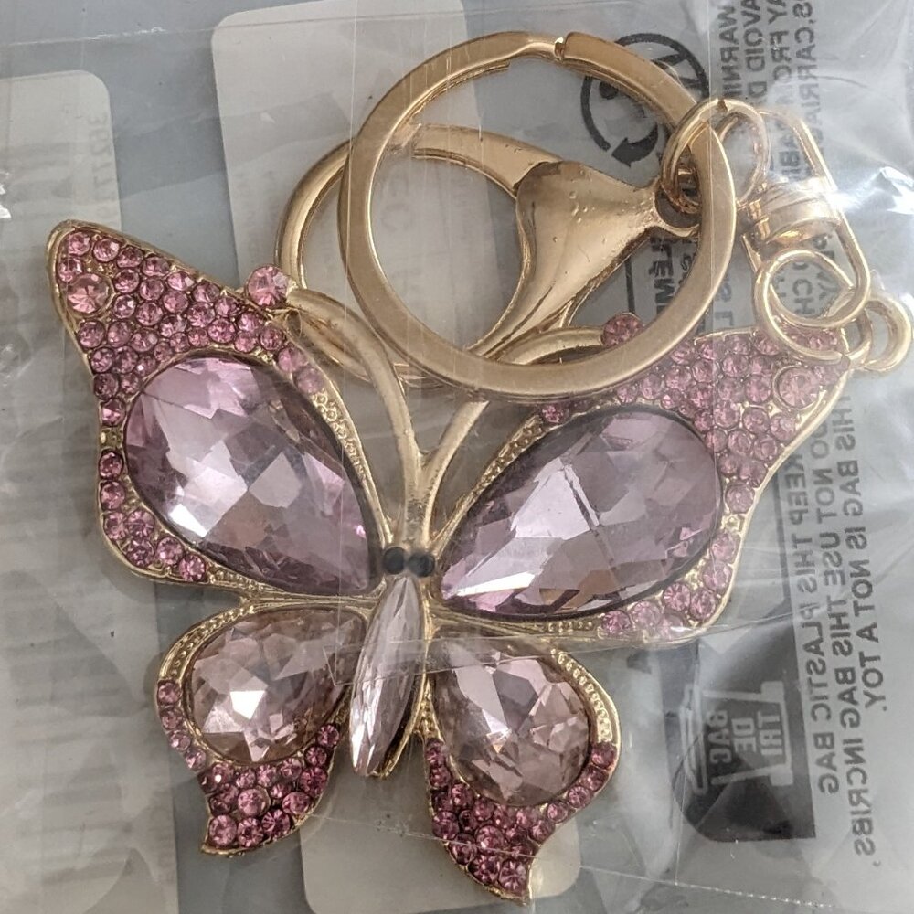 Beautiful Butterfly Rhinestone Keychain, NWOT - Picture 2 of 2